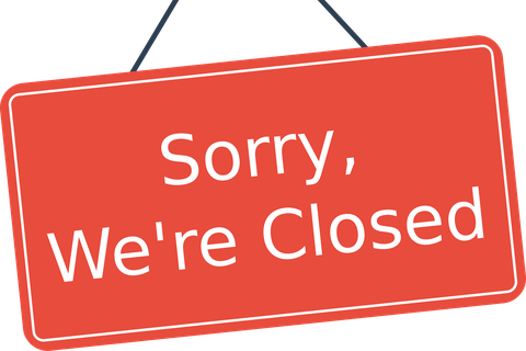 Schild "Sorry, we're closed"