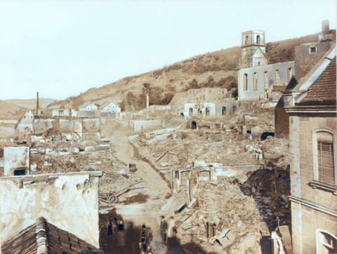 Aufnahme nach Stadtbrand 1876 - Blick auf Ludwigstraße nach Westen