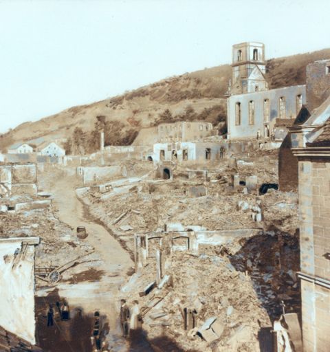 Aufnahme nach Stadtbrand 1876 - Blick auf Ludwigstraße nach Westen