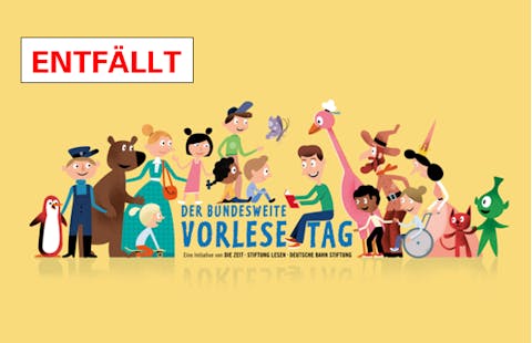 Plakat Vorlesetag informiert über Absage der Veranstaltung