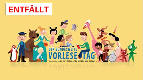 Plakat Vorlesetag informiert über Absage der Veranstaltung
