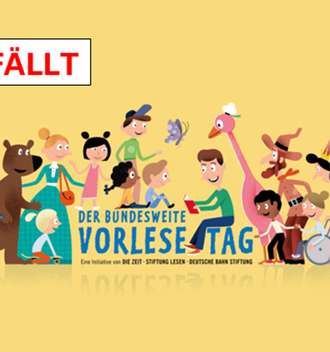 Plakat Vorlesetag informiert über Absage der Veranstaltung