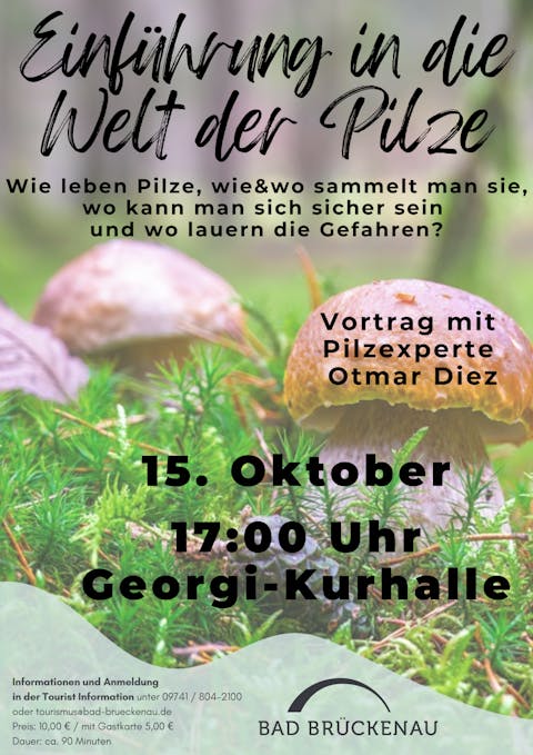 Plakat Vortrag "Einführung in die Welt der Pilze"